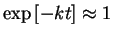 $\exp{[-kt]}\approx1$