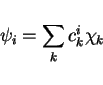 \begin{displaymath}
\psi_i = \sum_k c_k^i \chi_k
\end{displaymath}