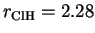 $r_{\mathrm{ClH}}=2.28$