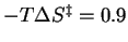 $-T \Delta S^\ddagger=0.9$